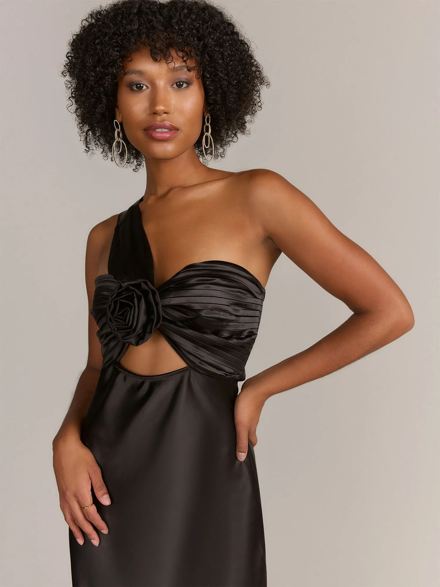 Lena Rosette Cutout Satin Slip Dress - Brands We Love