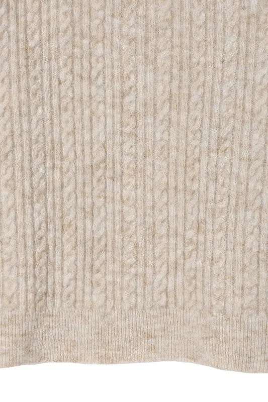 LILOU Beige Oversize cable Sweater