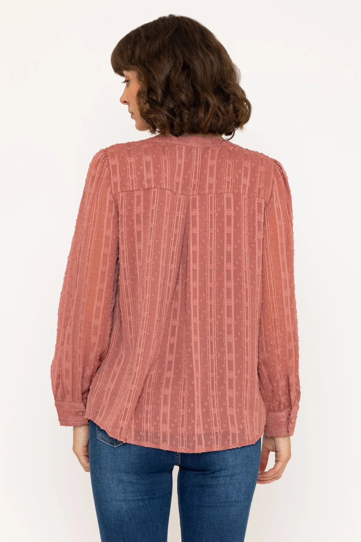 Long Sleeve Lurex Blouse in Rose