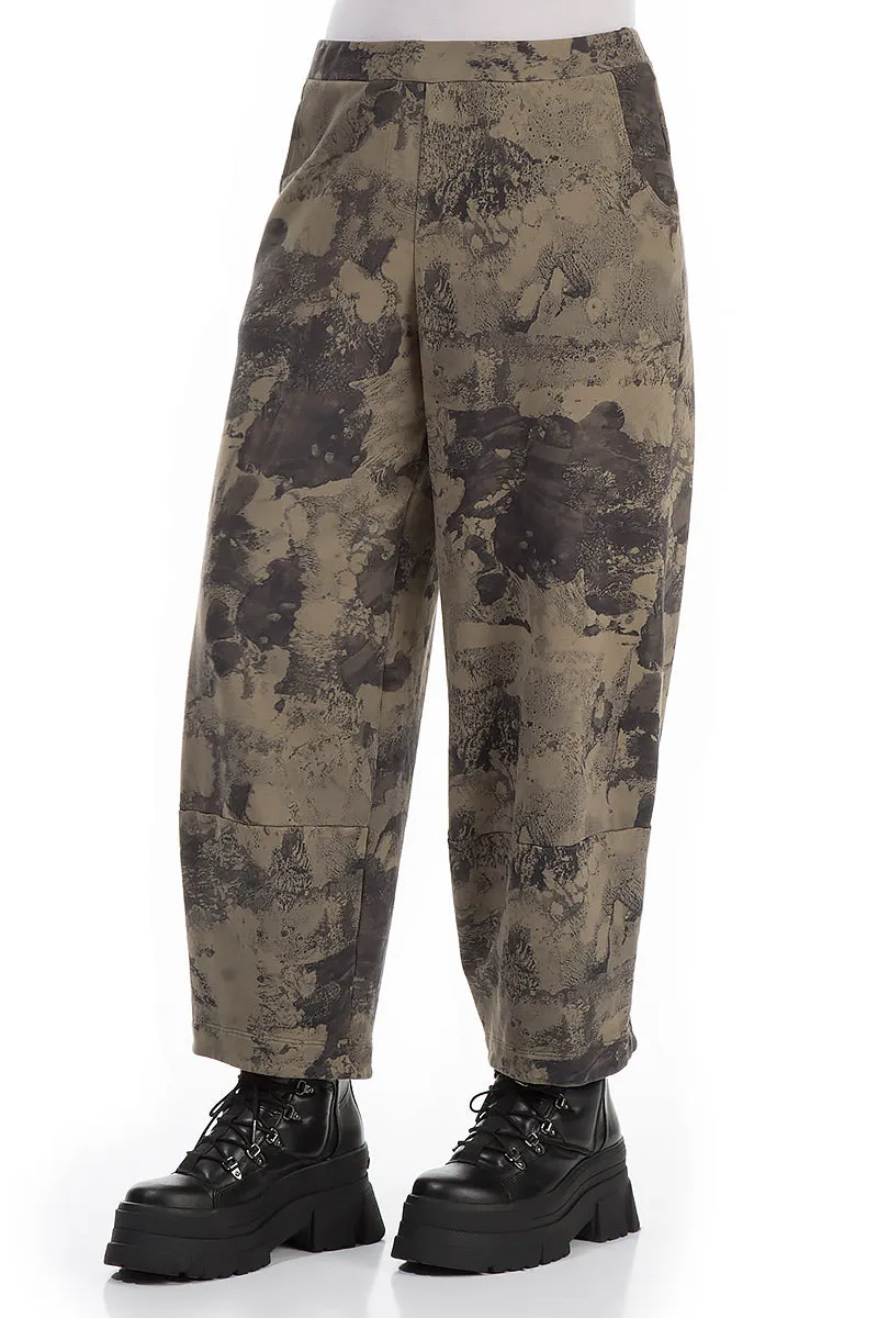 Loose Silver Sage Marble Cotton Trousers