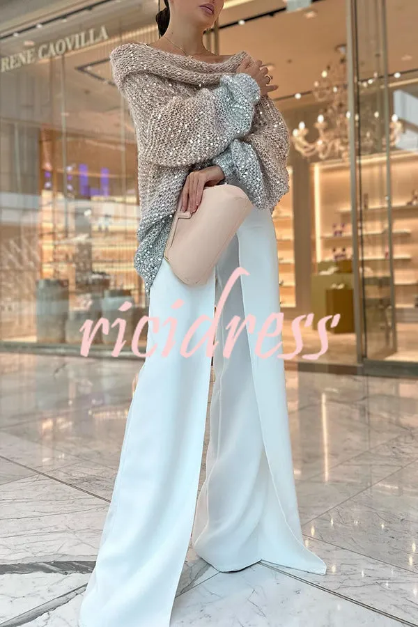 Make It Shine Knit Sequin Off Shoulder Loose Sweater