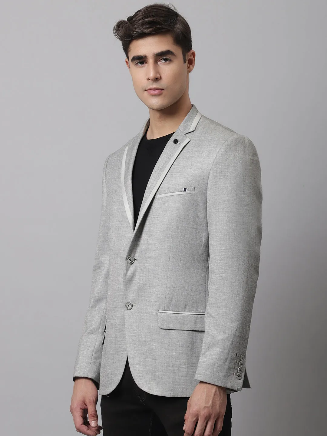 Men Light Grey Casual Blazer