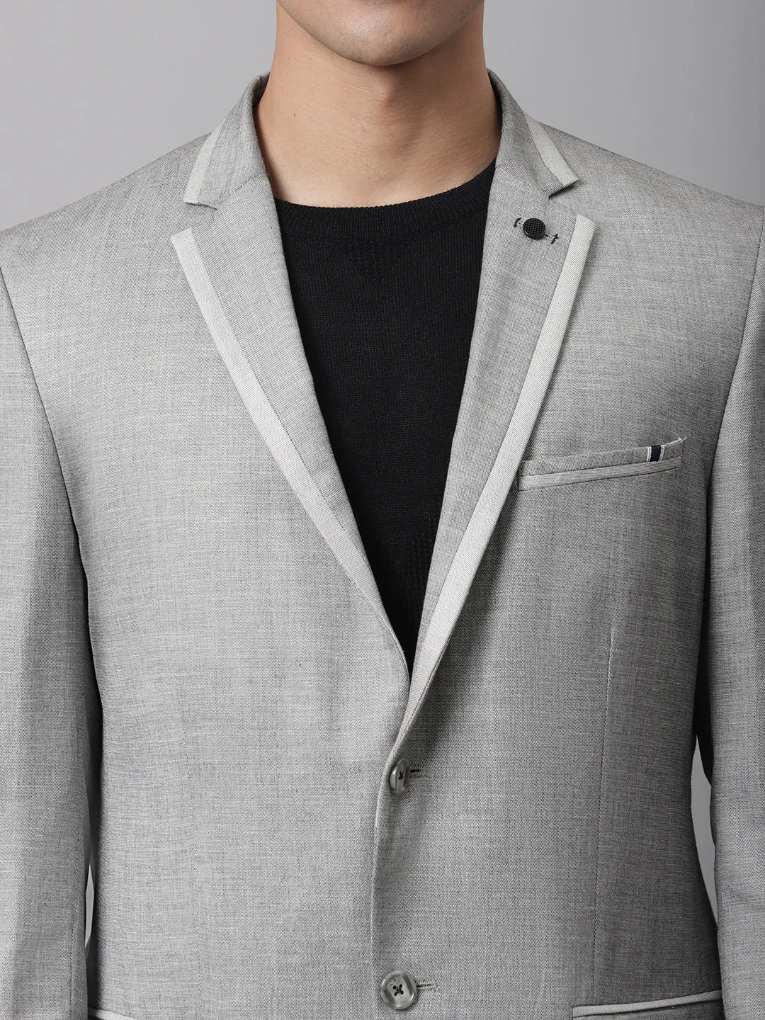 Men Light Grey Casual Blazer