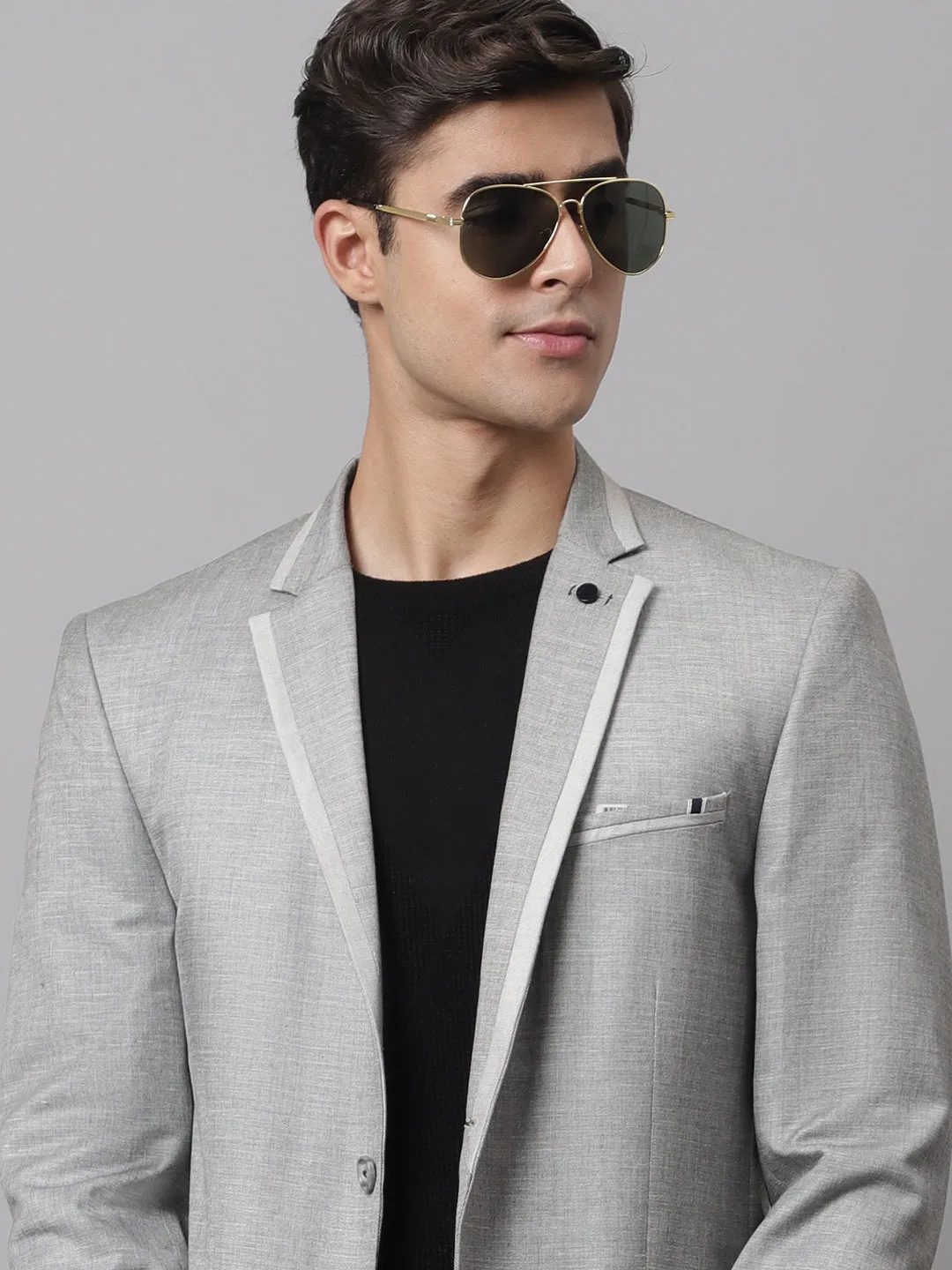 Men Light Grey Casual Blazer