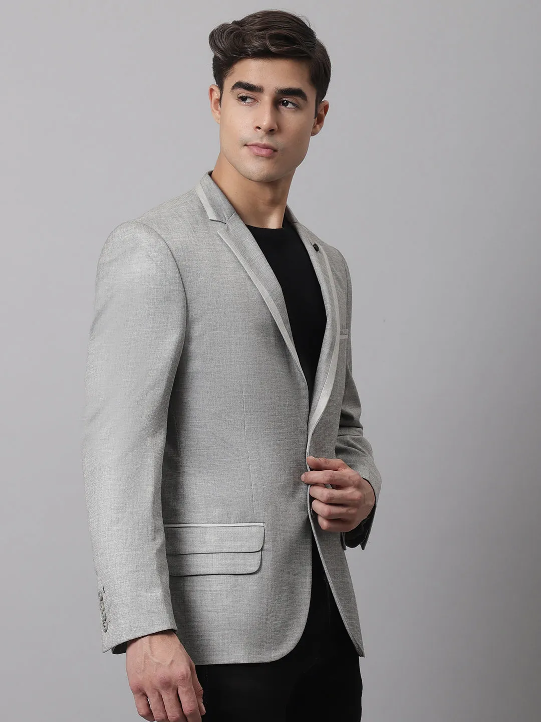 Men Light Grey Casual Blazer