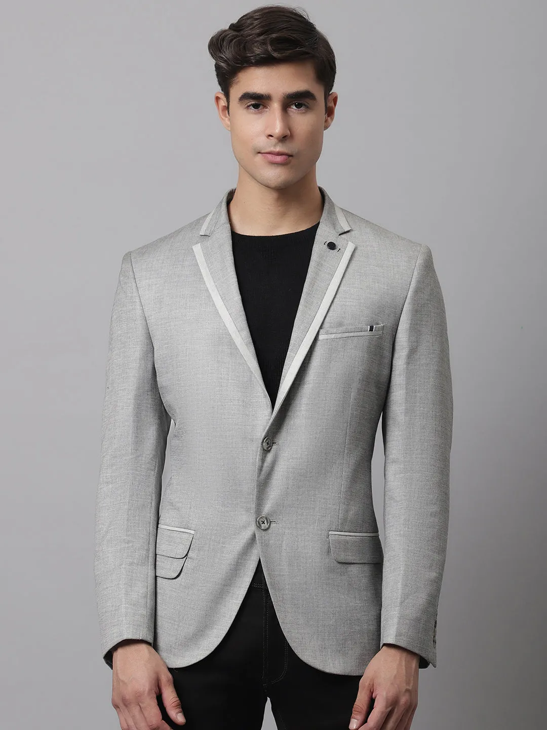 Men Light Grey Casual Blazer