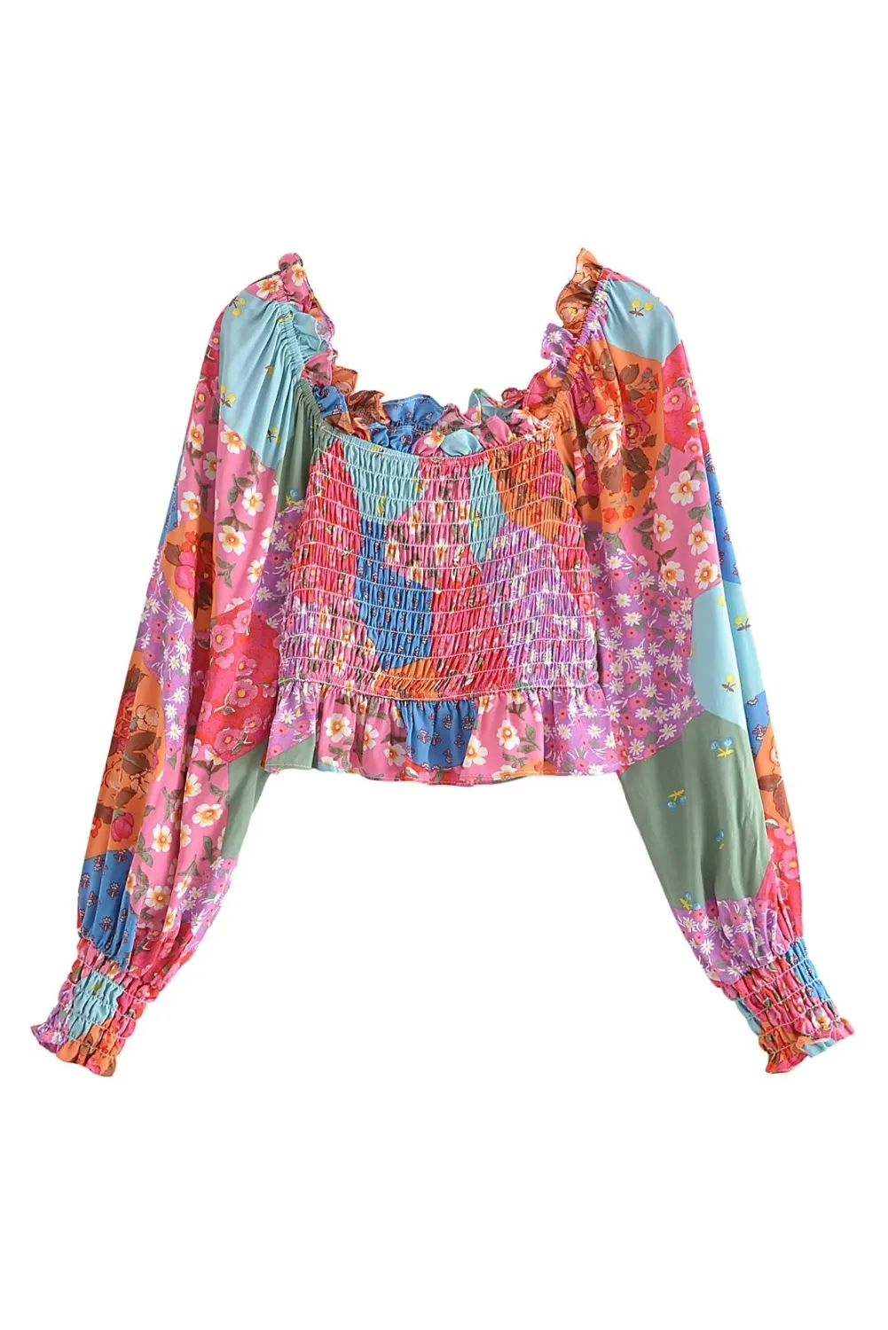 'Mila' Floral Smocked Crop Blouse (3 Colors)