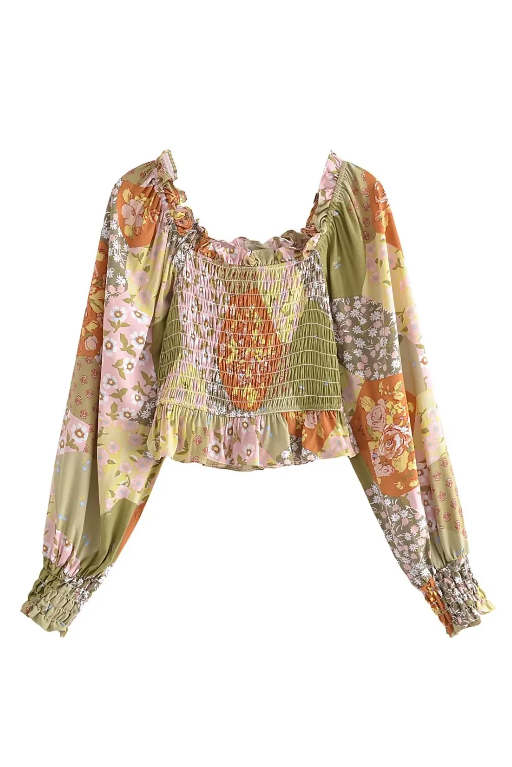 'Mila' Floral Smocked Crop Blouse (3 Colors)