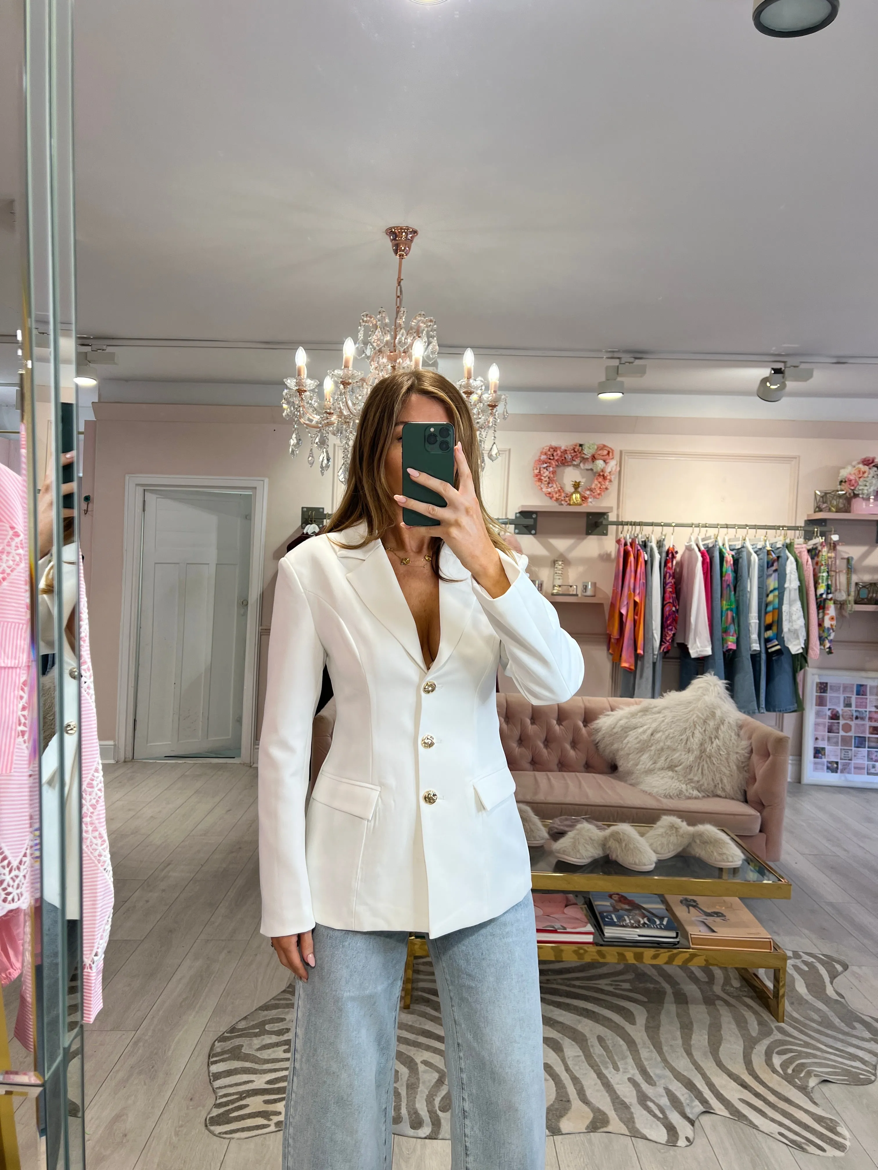 NANCY TAILORED BUTTON BLAZER