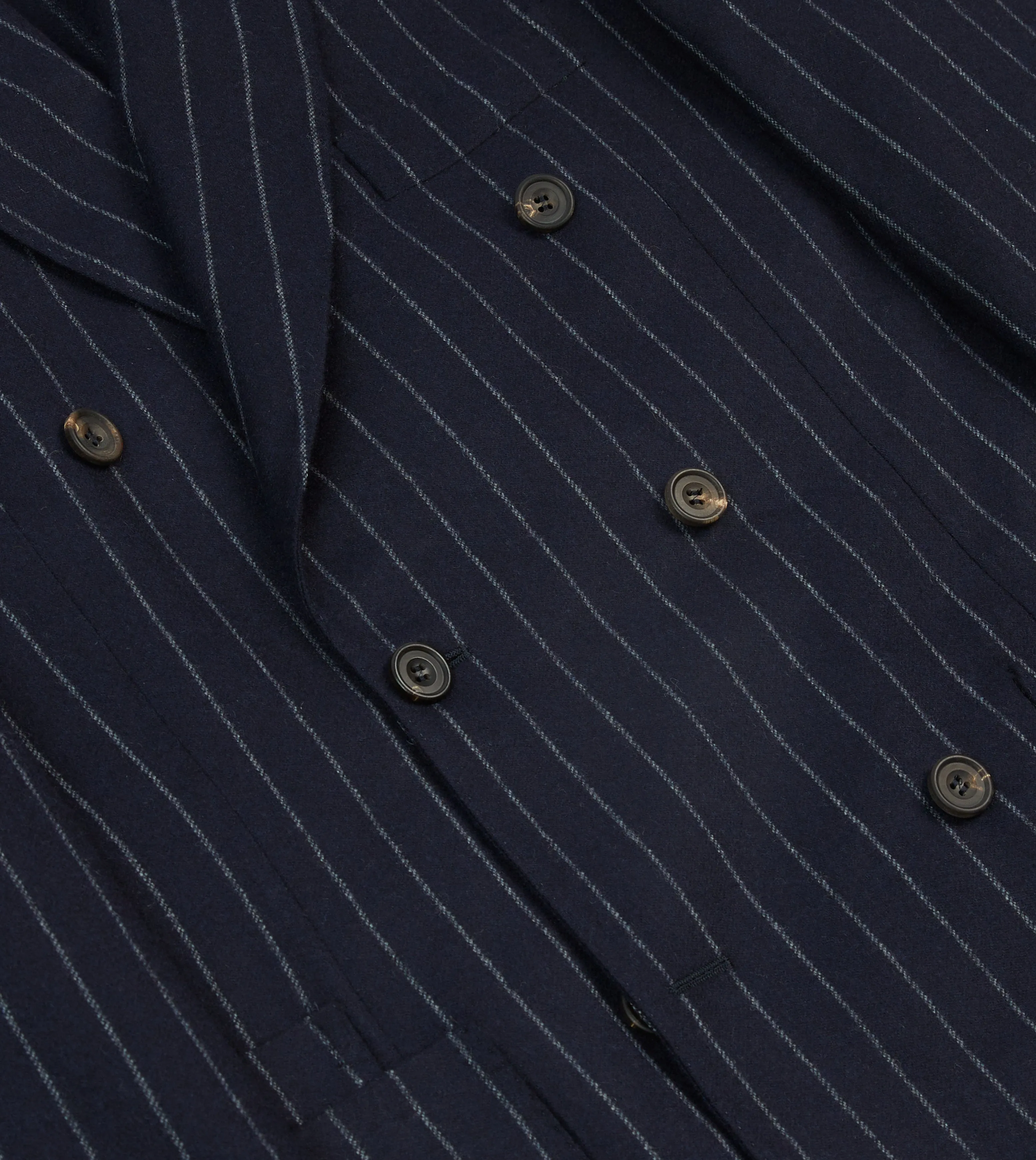 Navy Chalkstripe Wool Double-Breasted Tailored Jacket