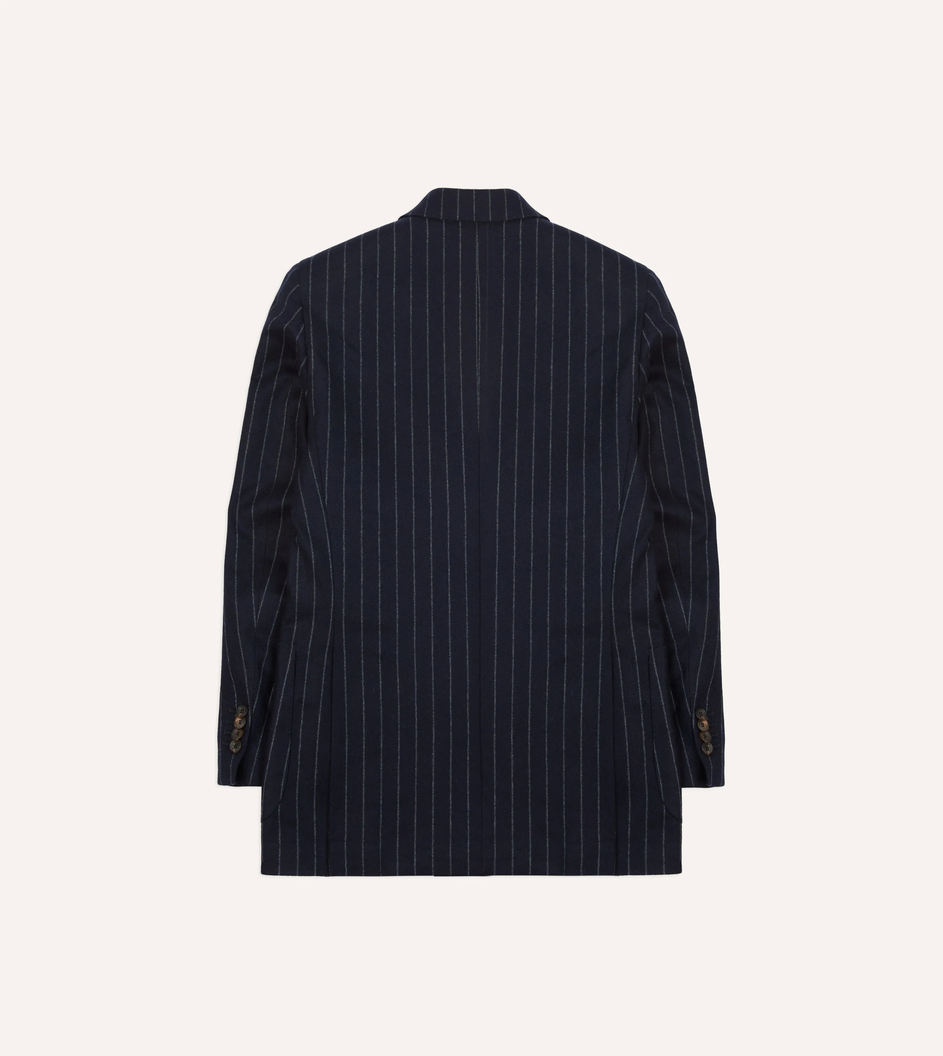 Navy Chalkstripe Wool Double-Breasted Tailored Jacket