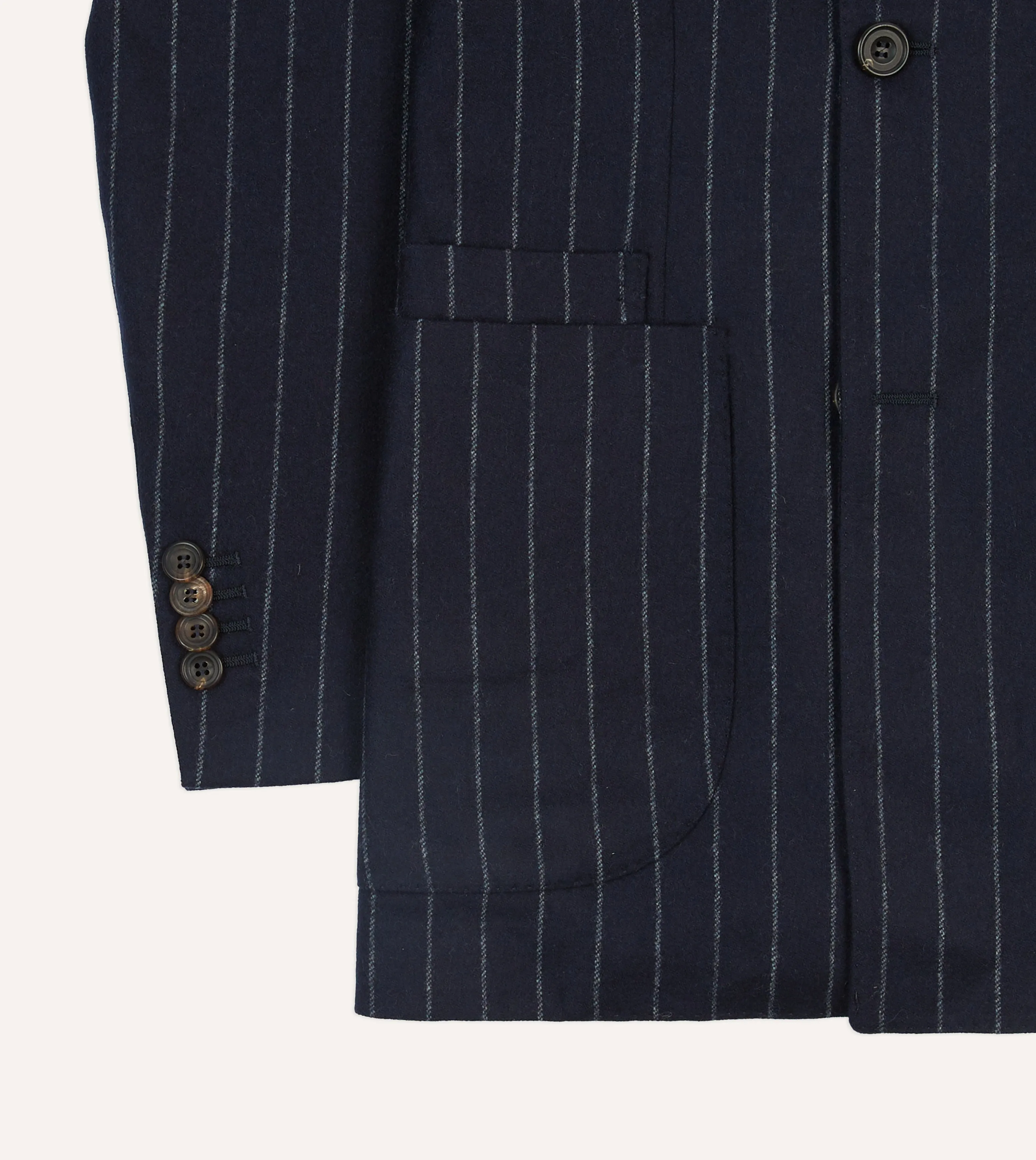 Navy Chalkstripe Wool Double-Breasted Tailored Jacket