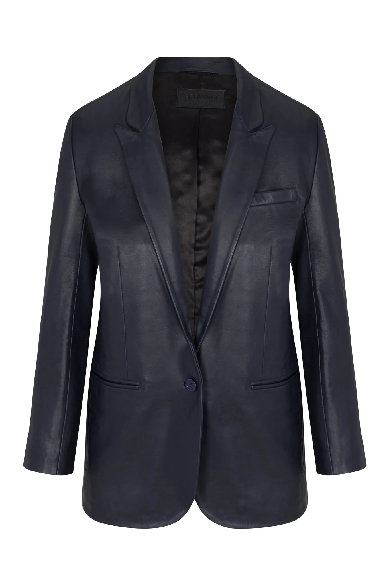 Navy Leather Blazer