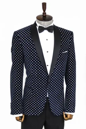 Navy with Diamond Pattern Prom Blazer