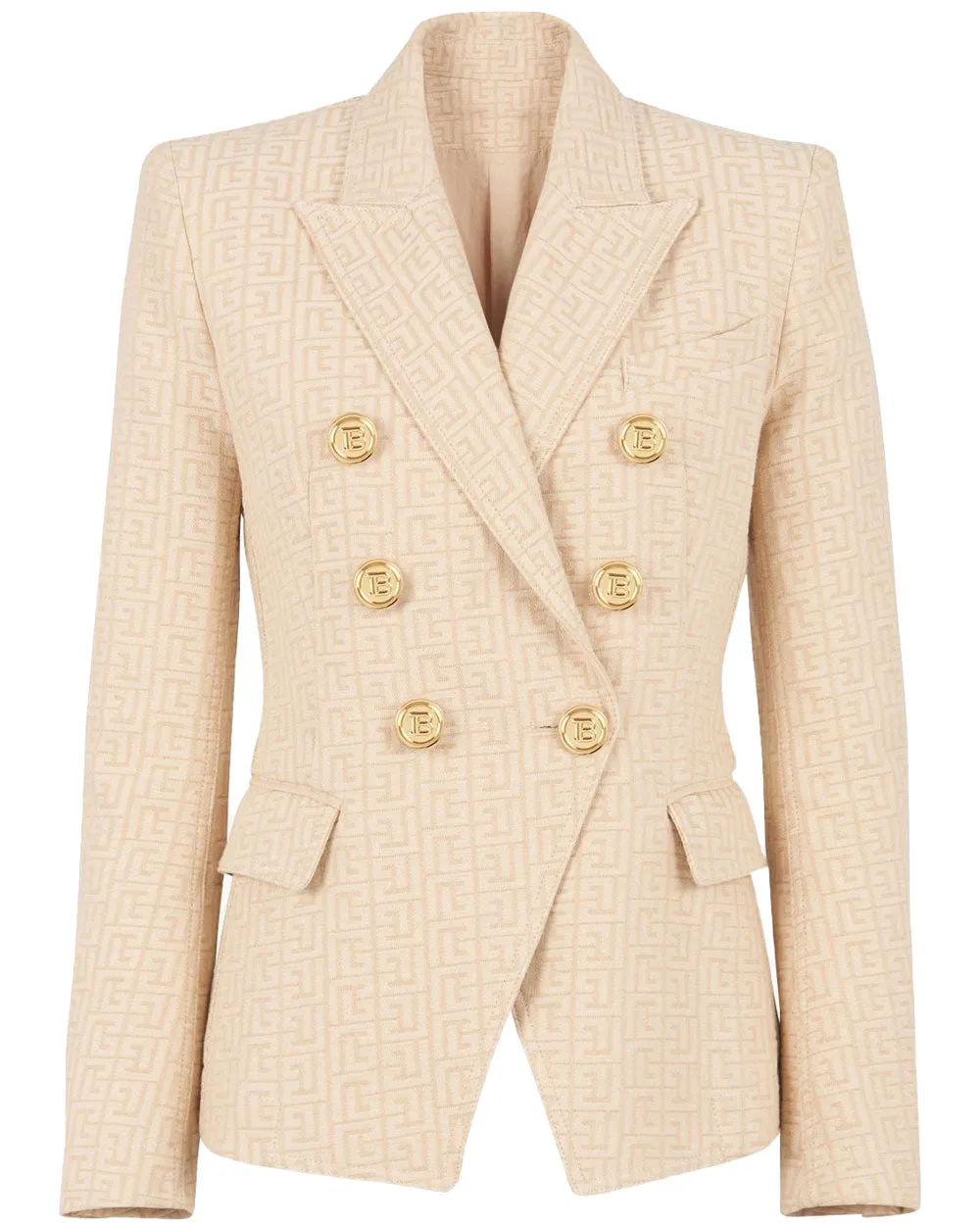 Nude and Blanc Monogram Jacquard Button Jacket