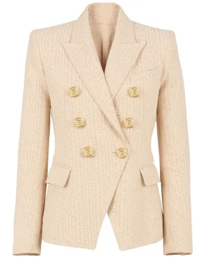 Nude and Blanc Monogram Jacquard Button Jacket