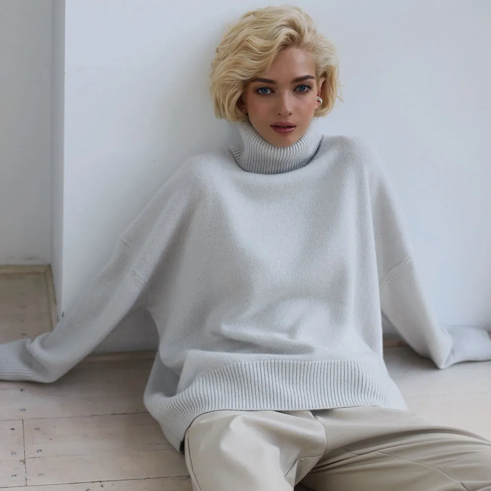 Oversized Turtleneck Long Sleeve Pullover Knit Sweater