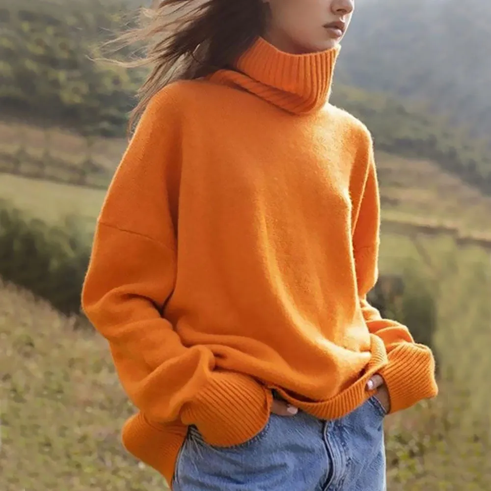 Oversized Turtleneck Long Sleeve Pullover Knit Sweater