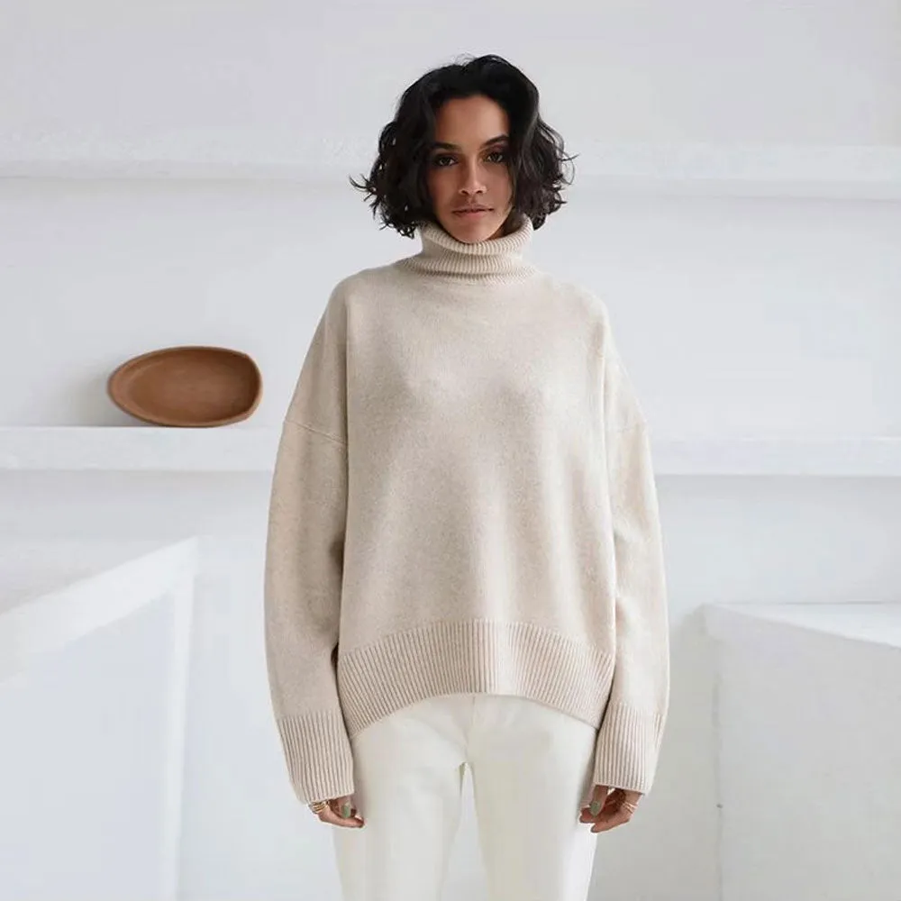 Oversized Turtleneck Long Sleeve Pullover Knit Sweater