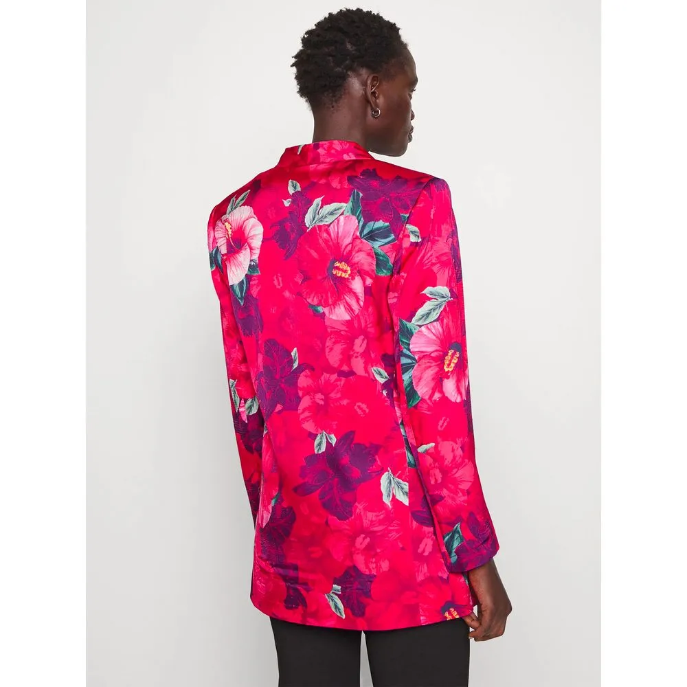 PINKO Elegant Fuchsia Floral One-Button Jacket