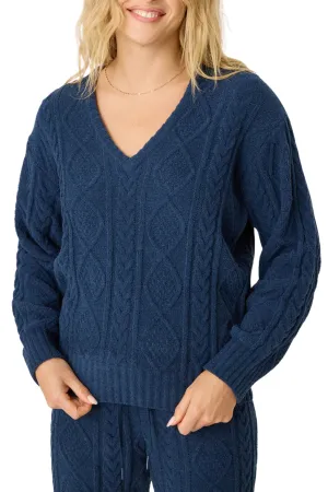 P.J. Salvage Chenille Cozy Cable Lounge V-Neck Sweater