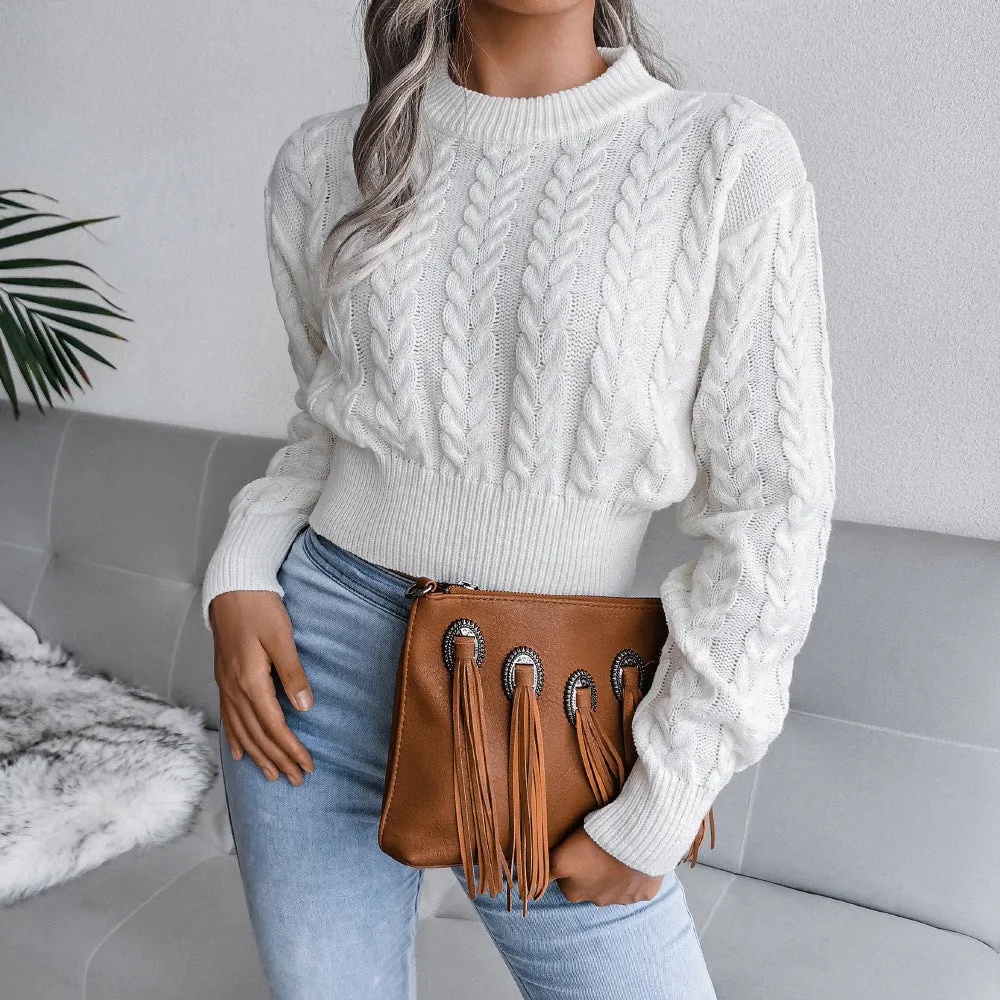 Plain Twist Crop Women Sweater Wholesale