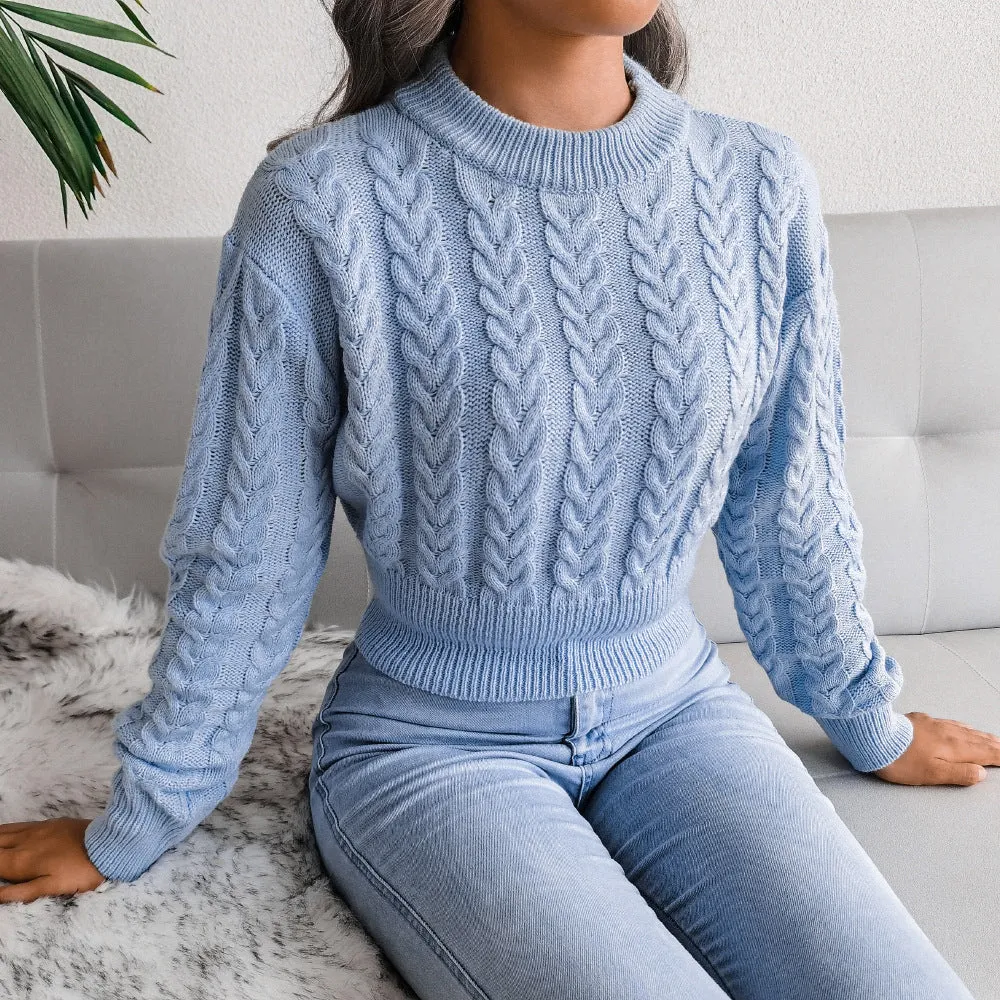 Plain Twist Crop Women Sweater Wholesale