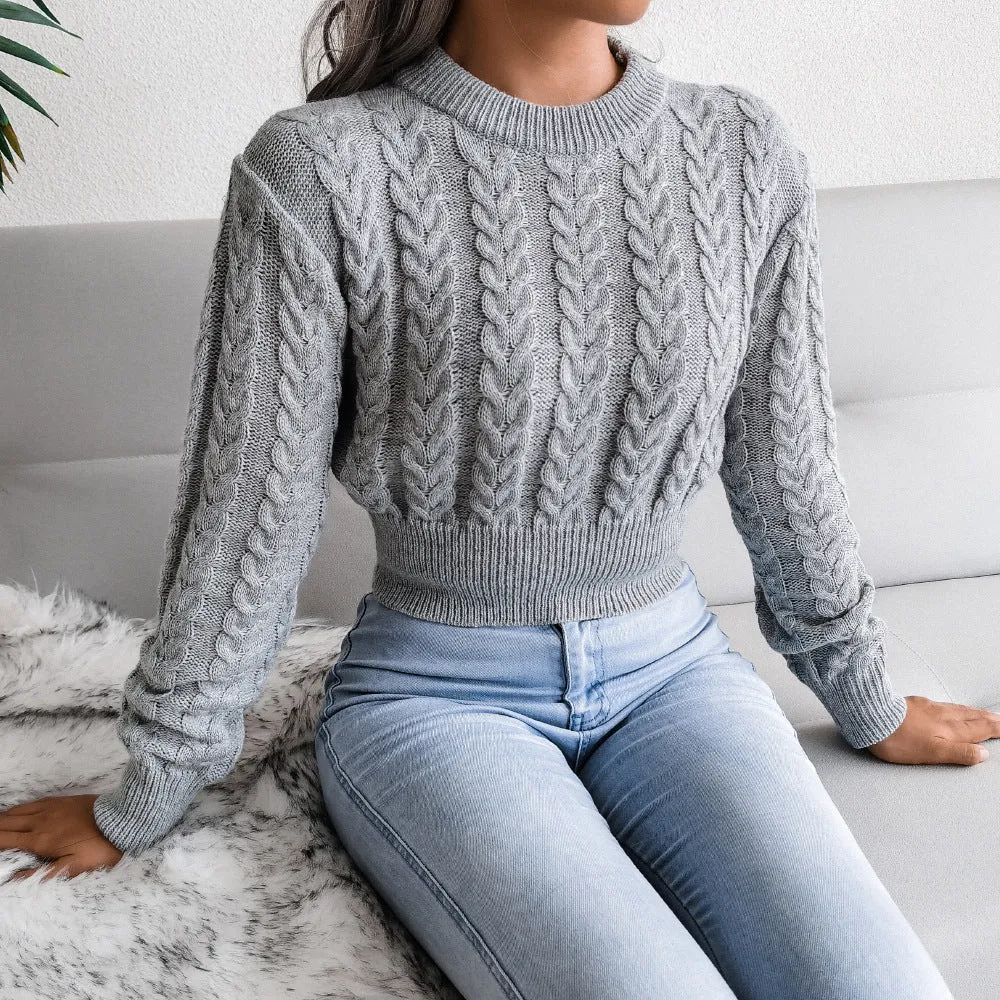 Plain Twist Crop Women Sweater Wholesale