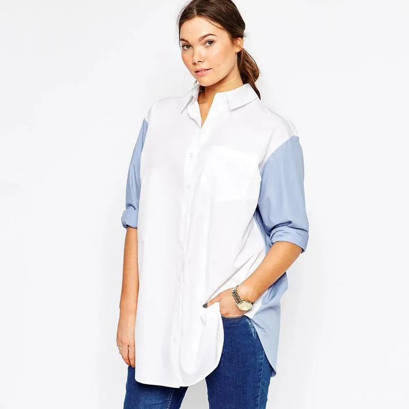 Plus Size Oversize Shirt Blouse Women Long Sleeve Turn-down Collar Loose Button Spring Autumn Elegant Formal Shirt 6XL 7XL 8XL