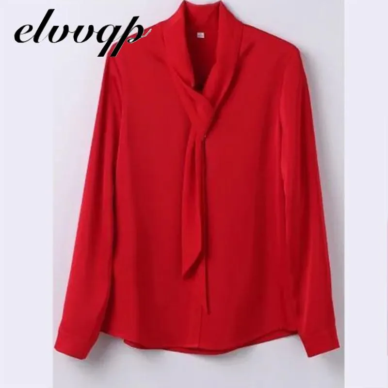 Plus Size Satin Elegant Women Blouses Spring Autumn Long Sleeve