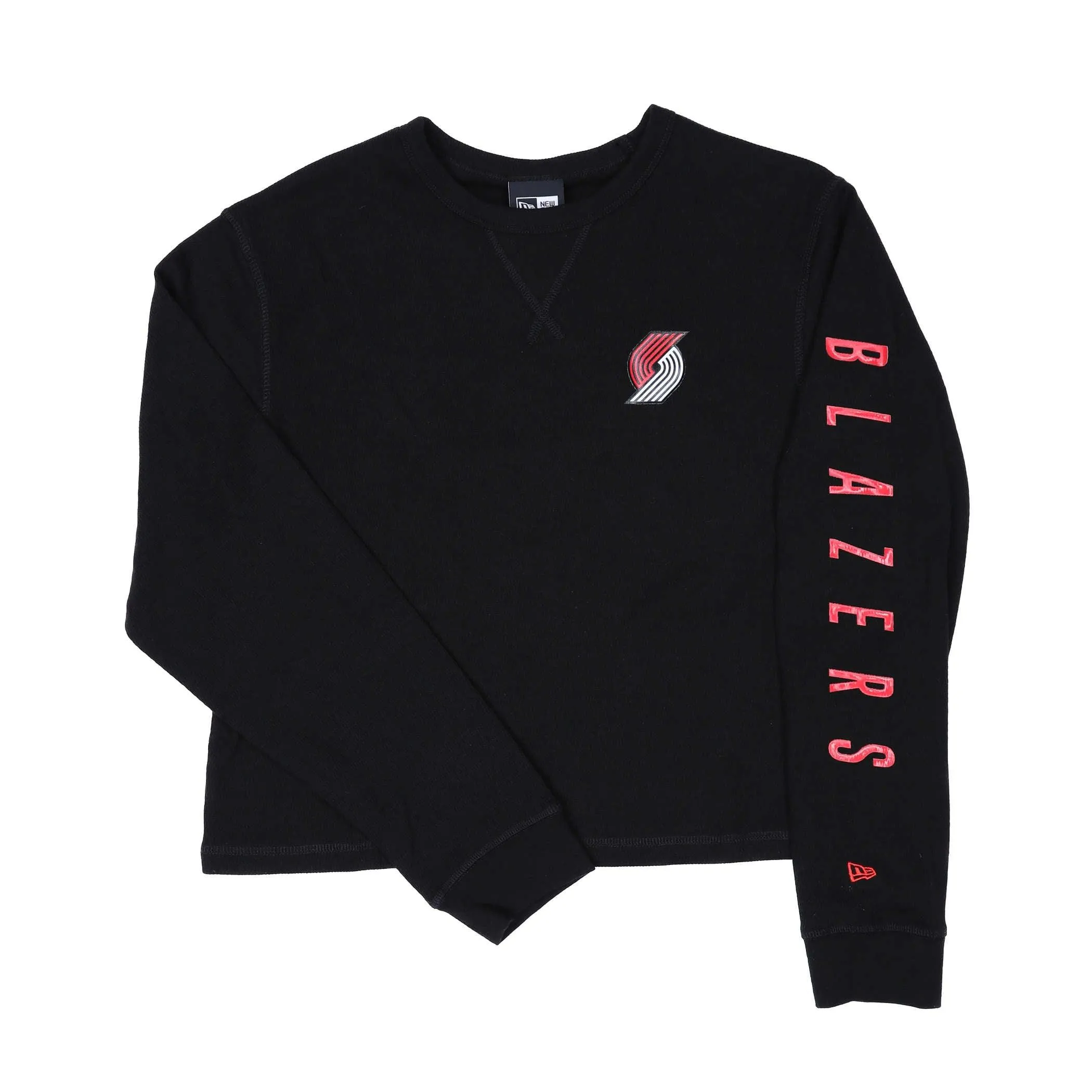 Portland Trail Blazers New Era Women's Waffle Knit Long Sleeve Crop Top