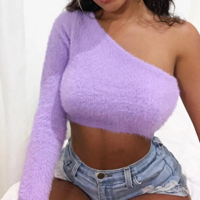 Purple Power Cold Shoulder Sweater