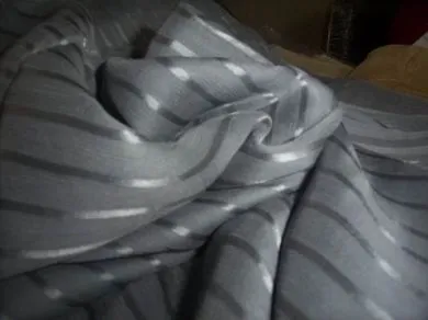 Rich grey silk chiffon thin satin stripe fabric 44&quot; wide