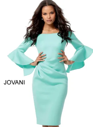 Scuba Bell Sleeve Cocktail Dress by Jovani 59992