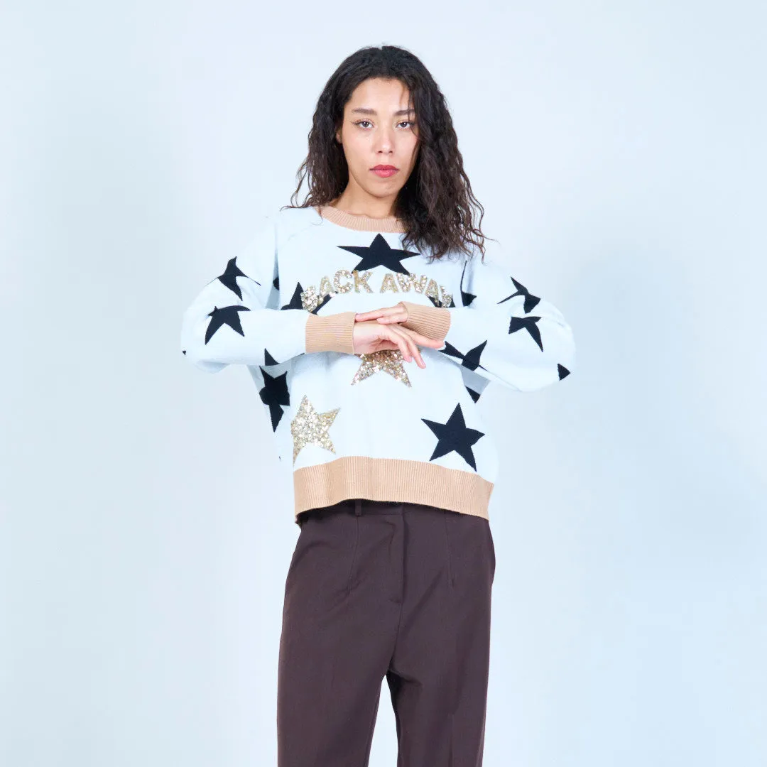 Star embellished sweater with statement design wholesale