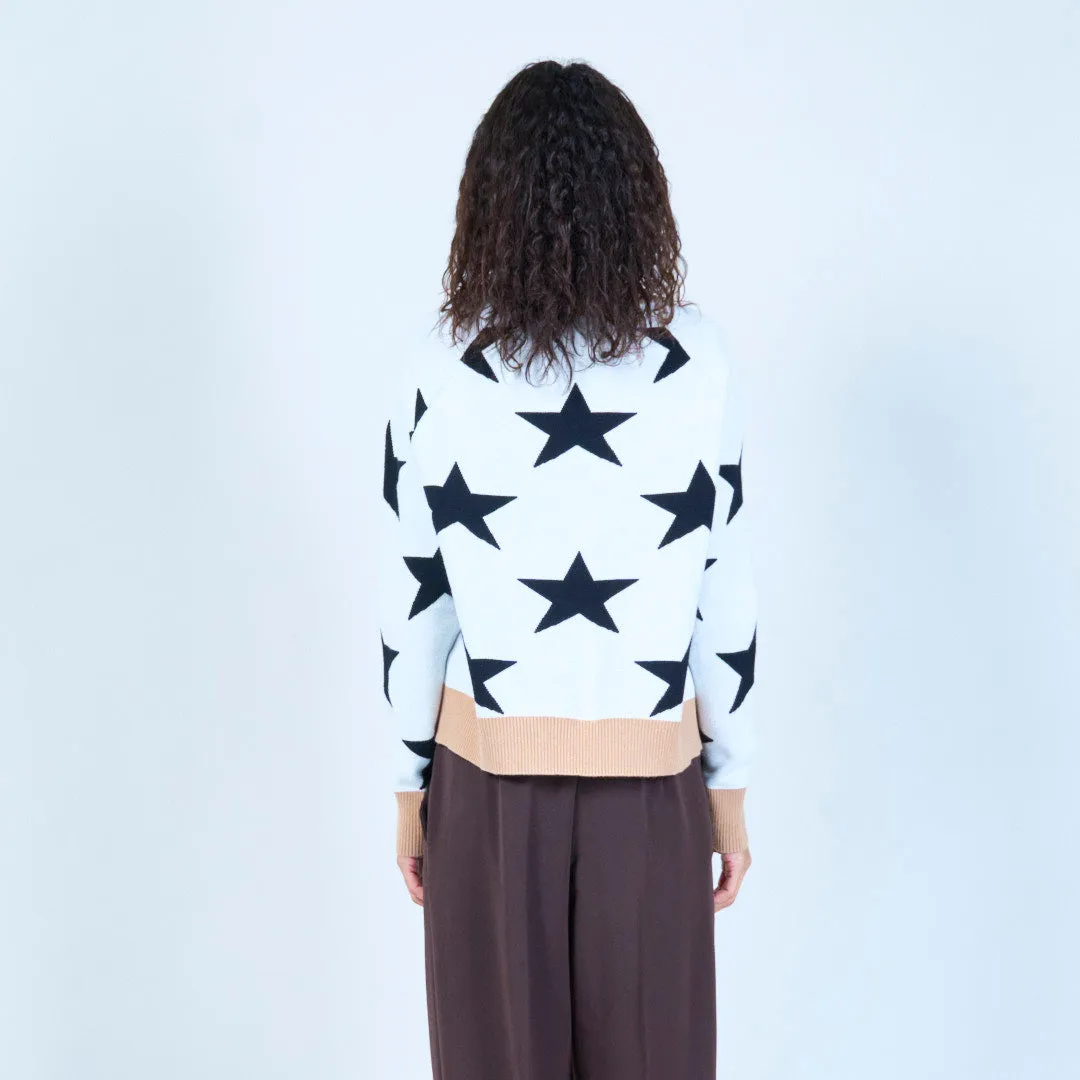 Star print sweater with "Rock & Roll" design wholesale