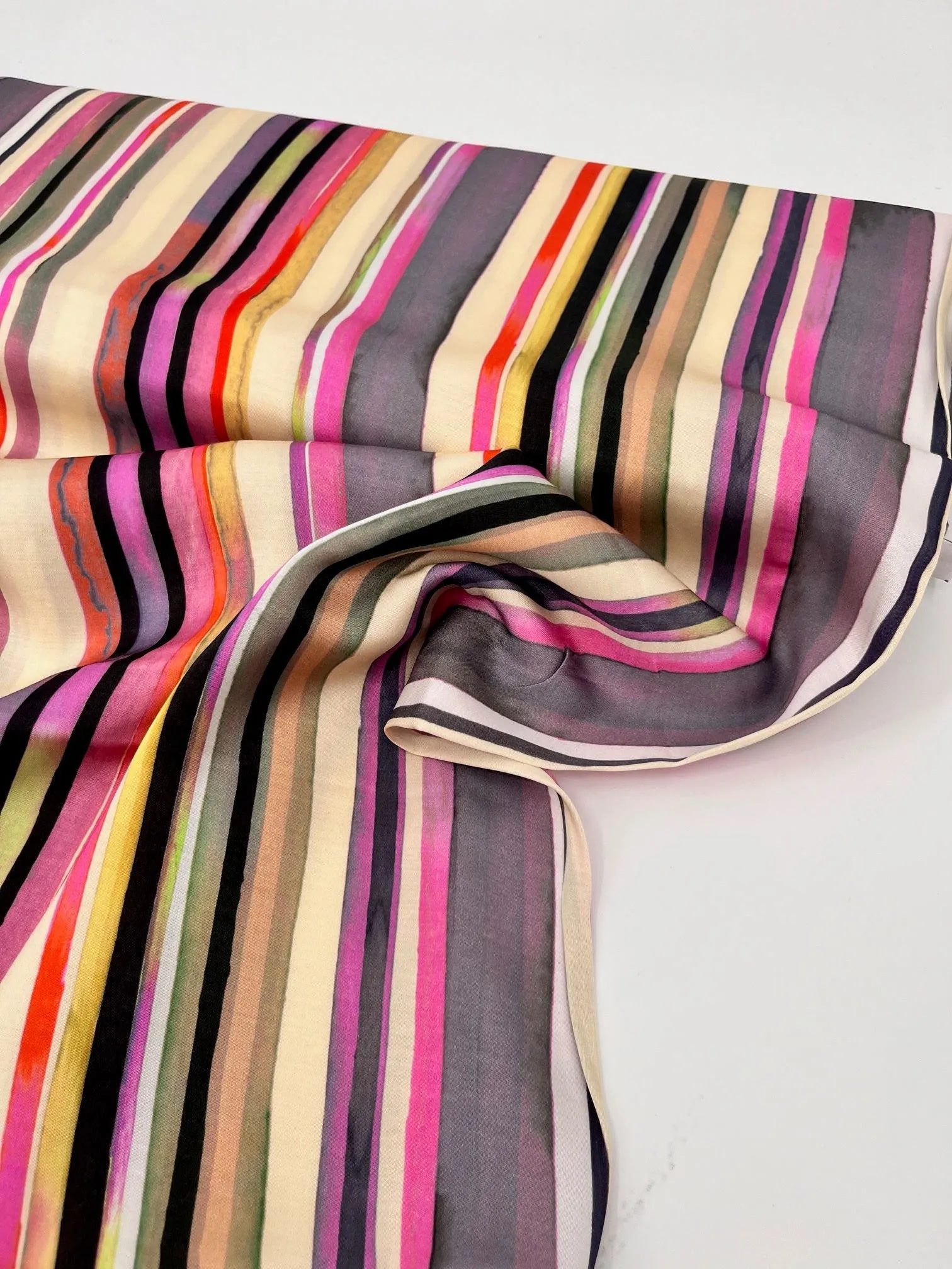 Stripe-Viscose Sateen-Pink