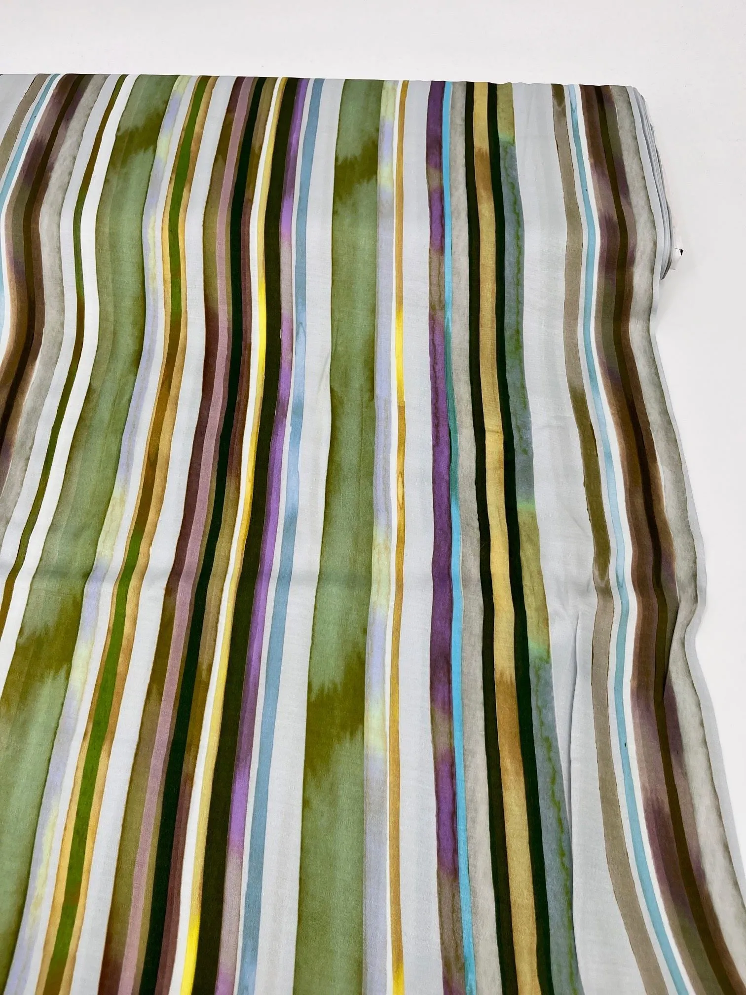 Stripe-Viscose Sateen-Teal/Moss