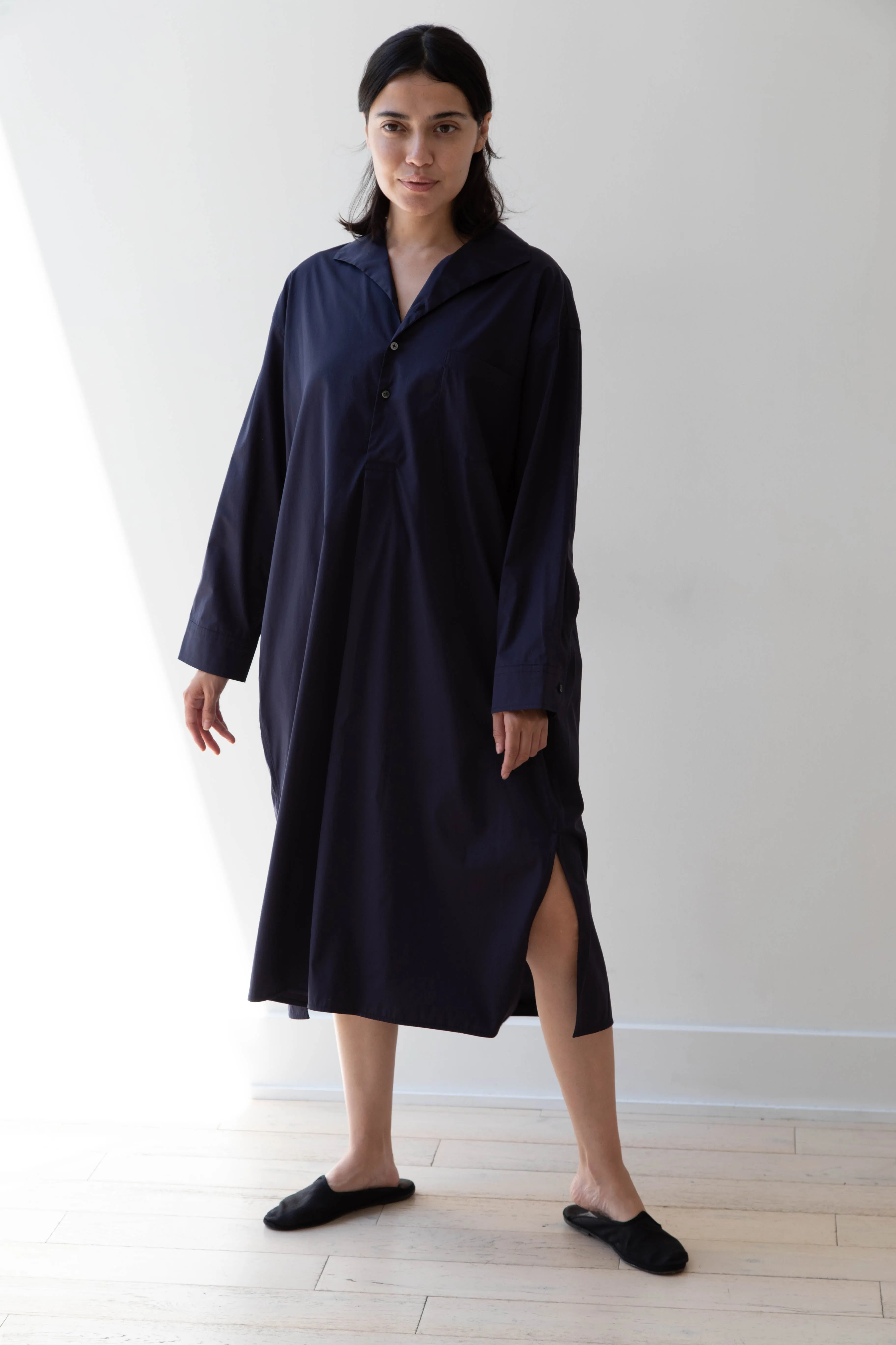 Ticca | Open Collar Shirtdress in Navy