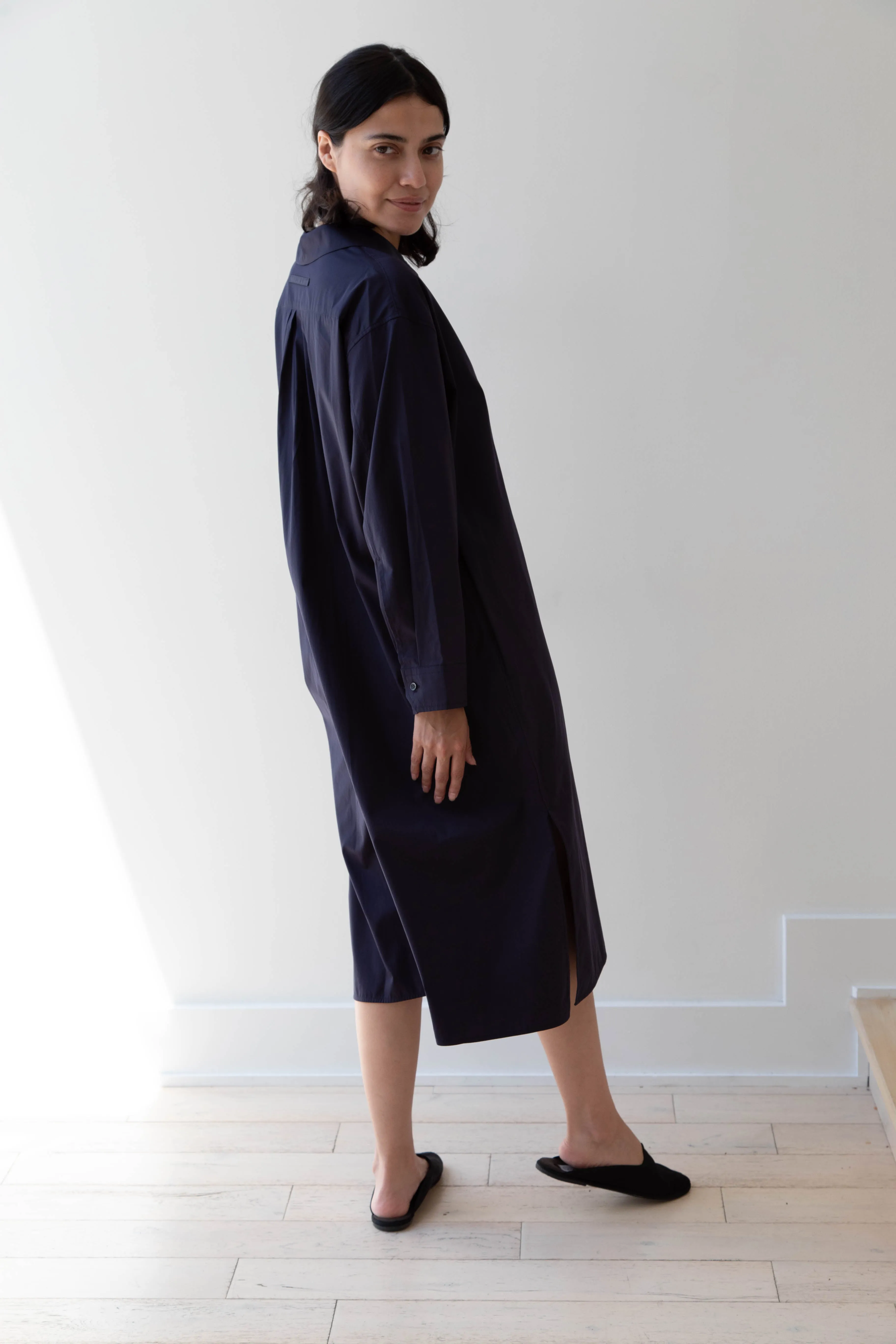 Ticca | Open Collar Shirtdress in Navy