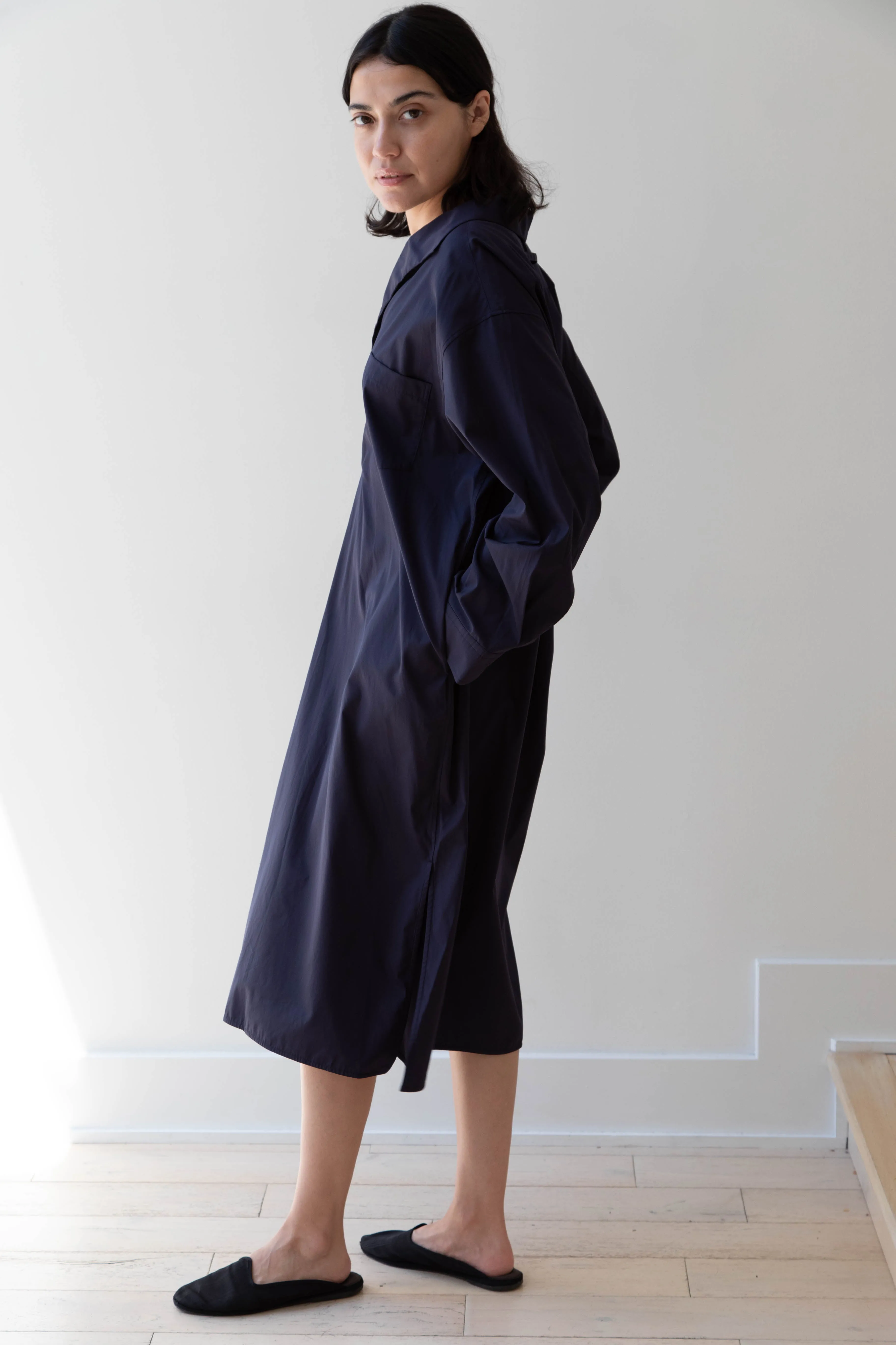 Ticca | Open Collar Shirtdress in Navy