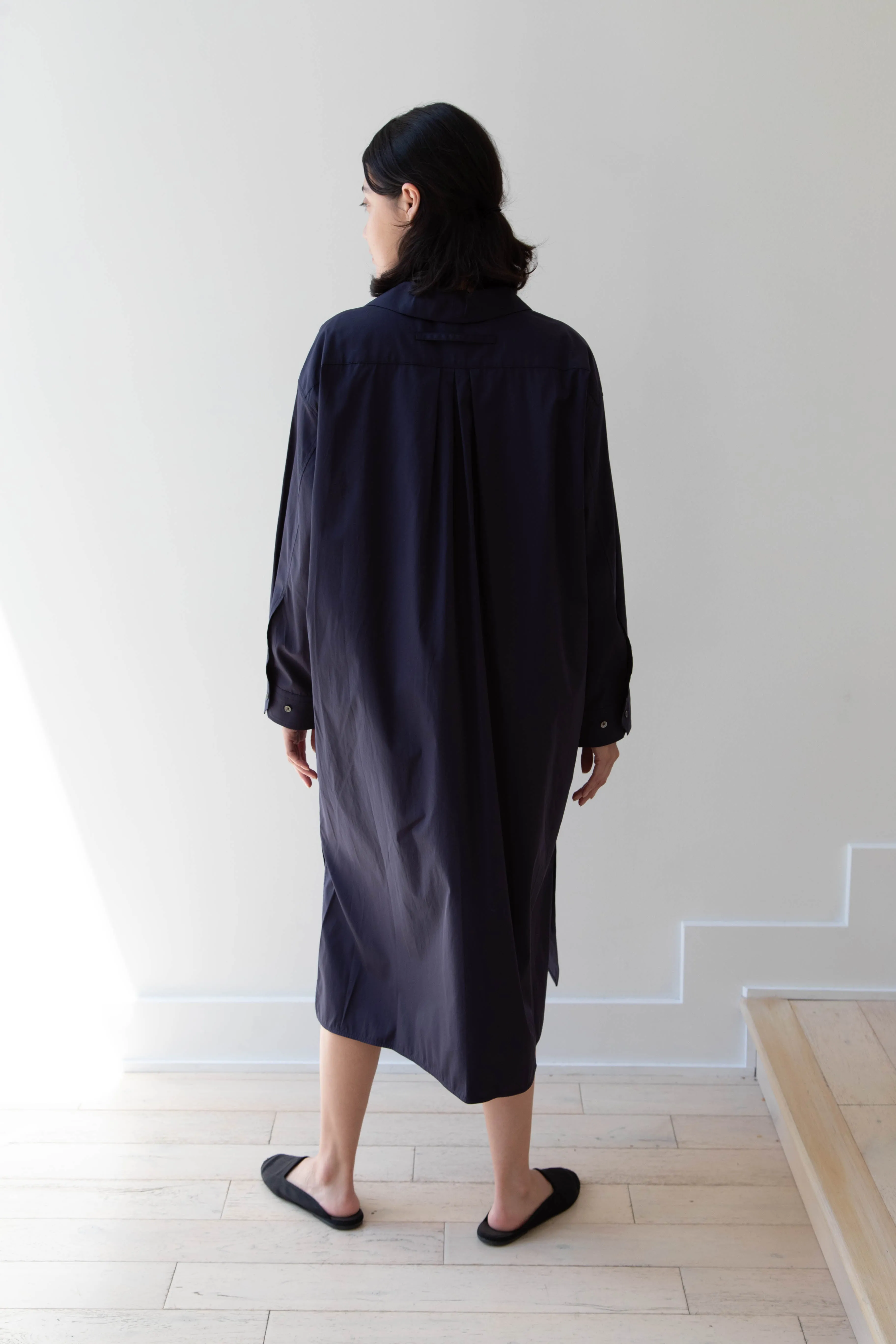 Ticca | Open Collar Shirtdress in Navy