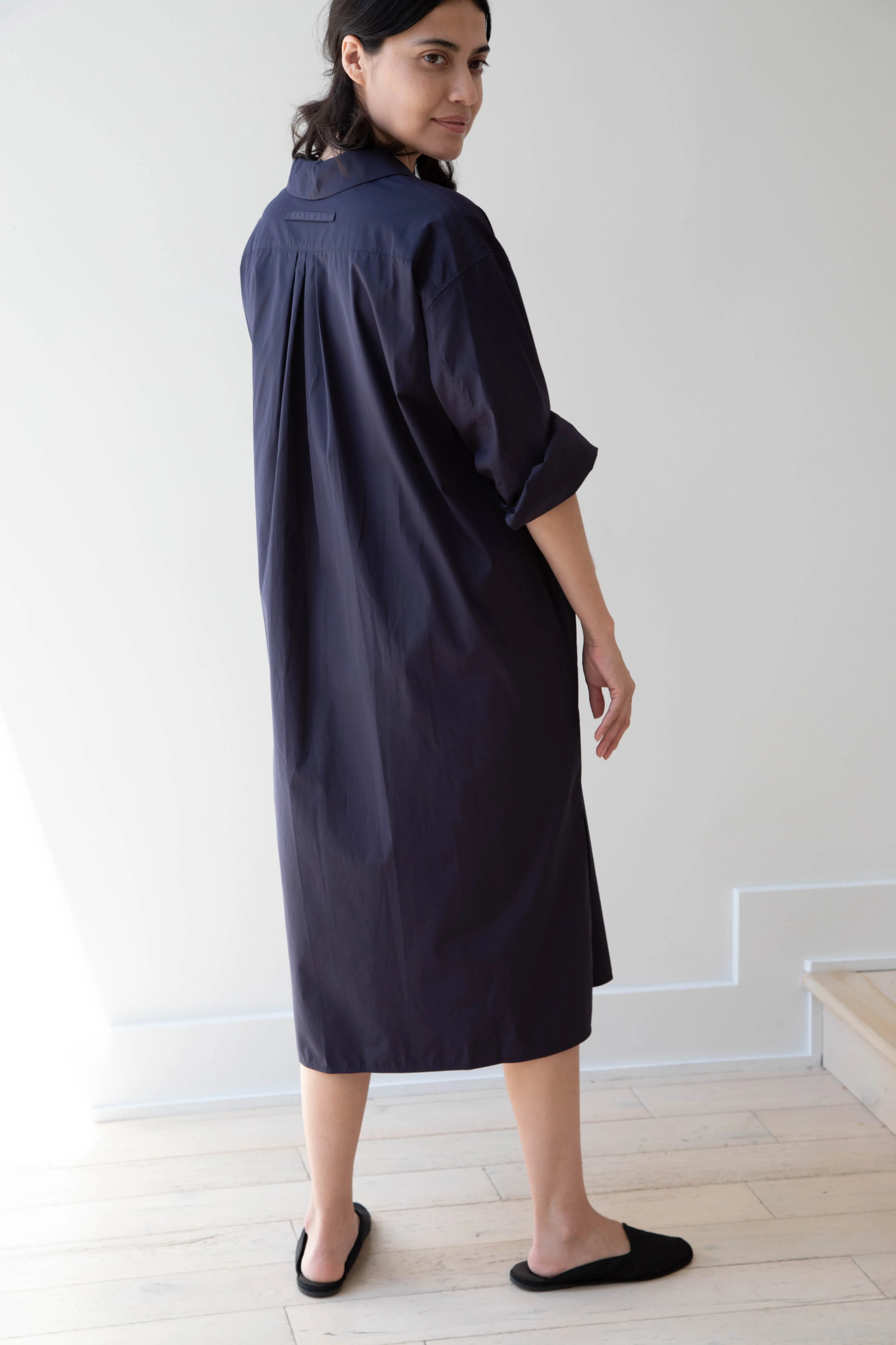 Ticca | Open Collar Shirtdress in Navy