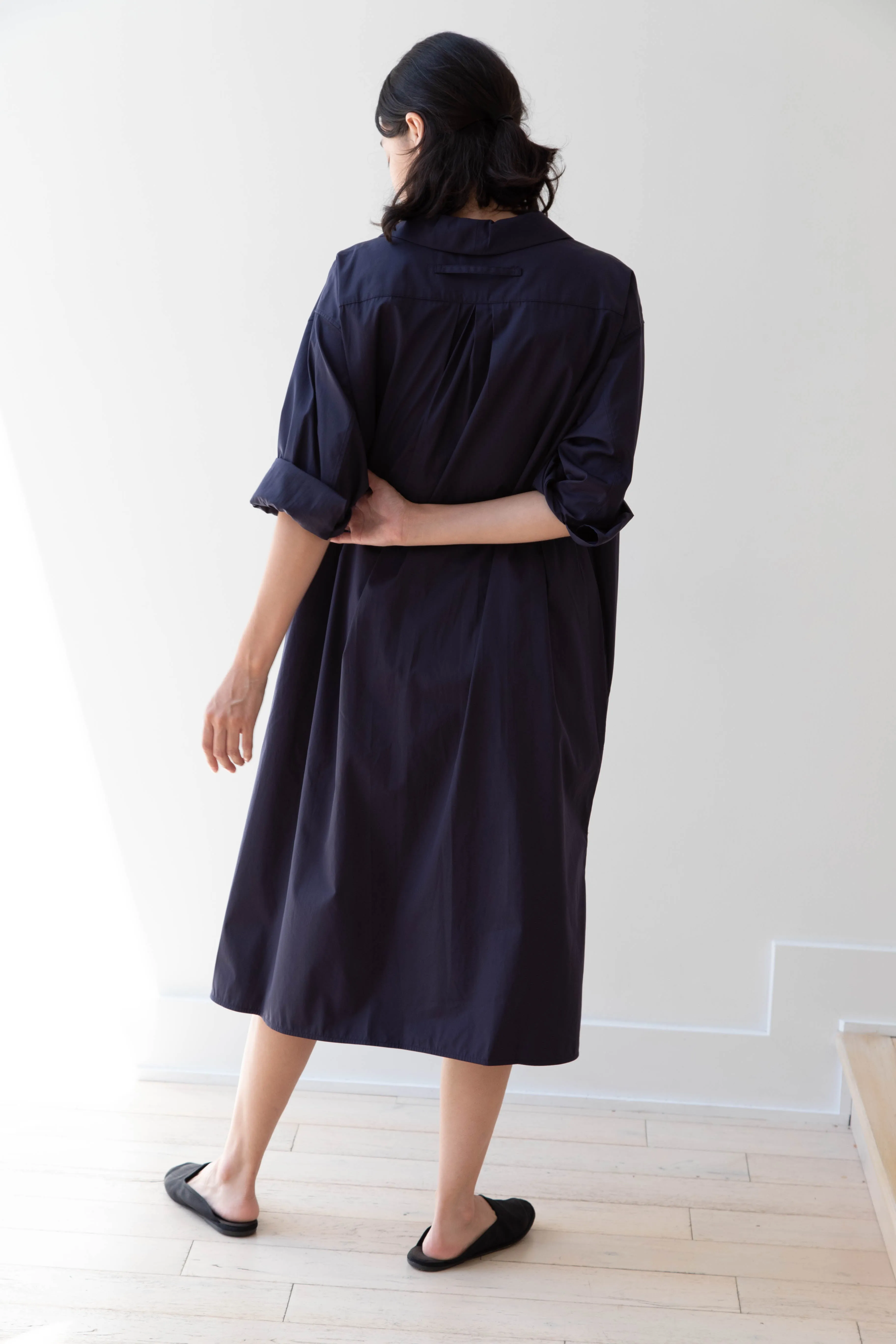 Ticca | Open Collar Shirtdress in Navy