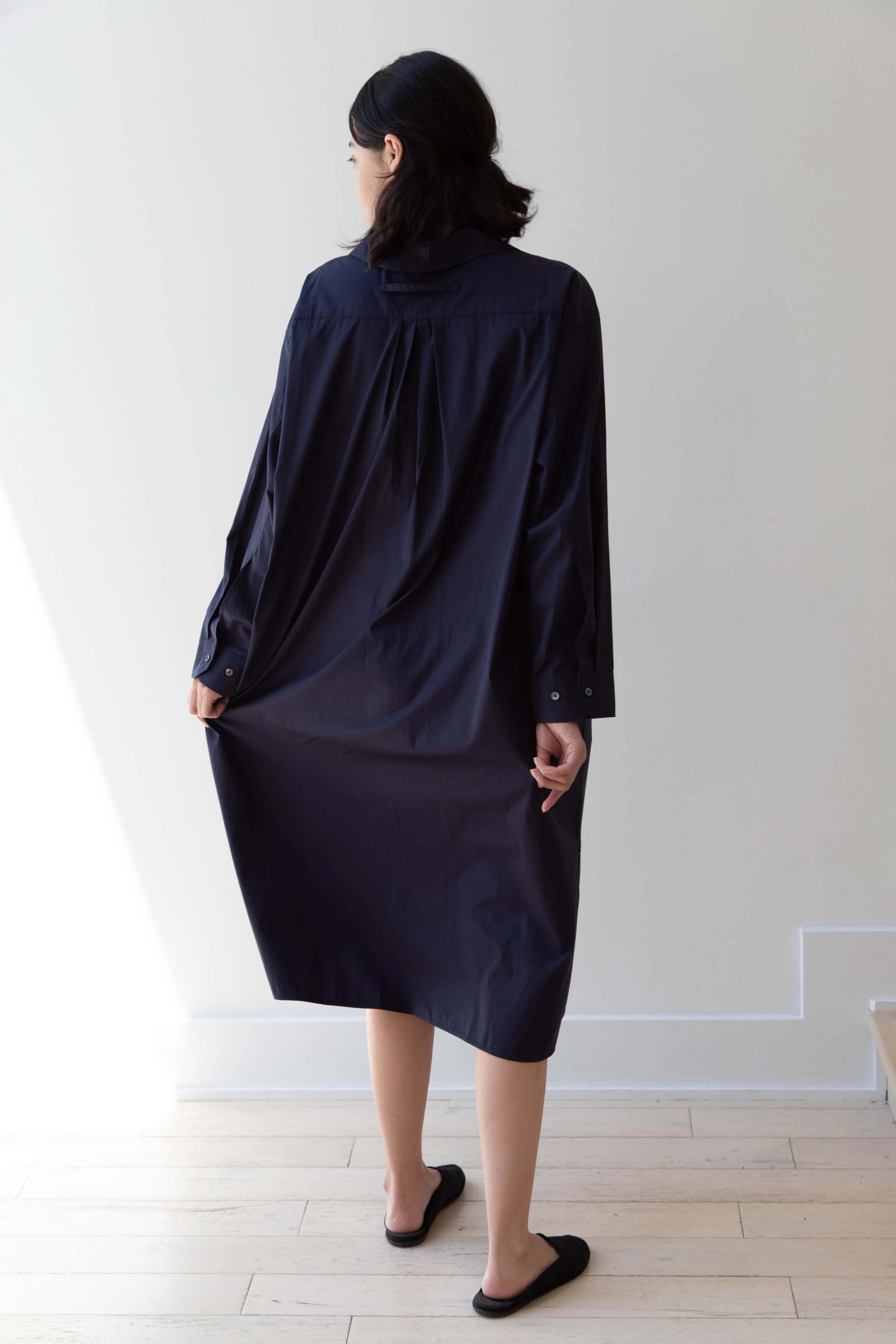 Ticca | Open Collar Shirtdress in Navy