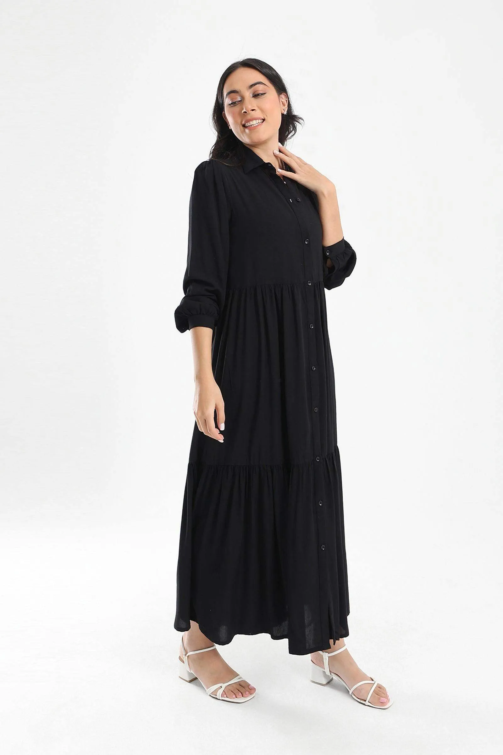 Tiered Maxi Shirt Dress