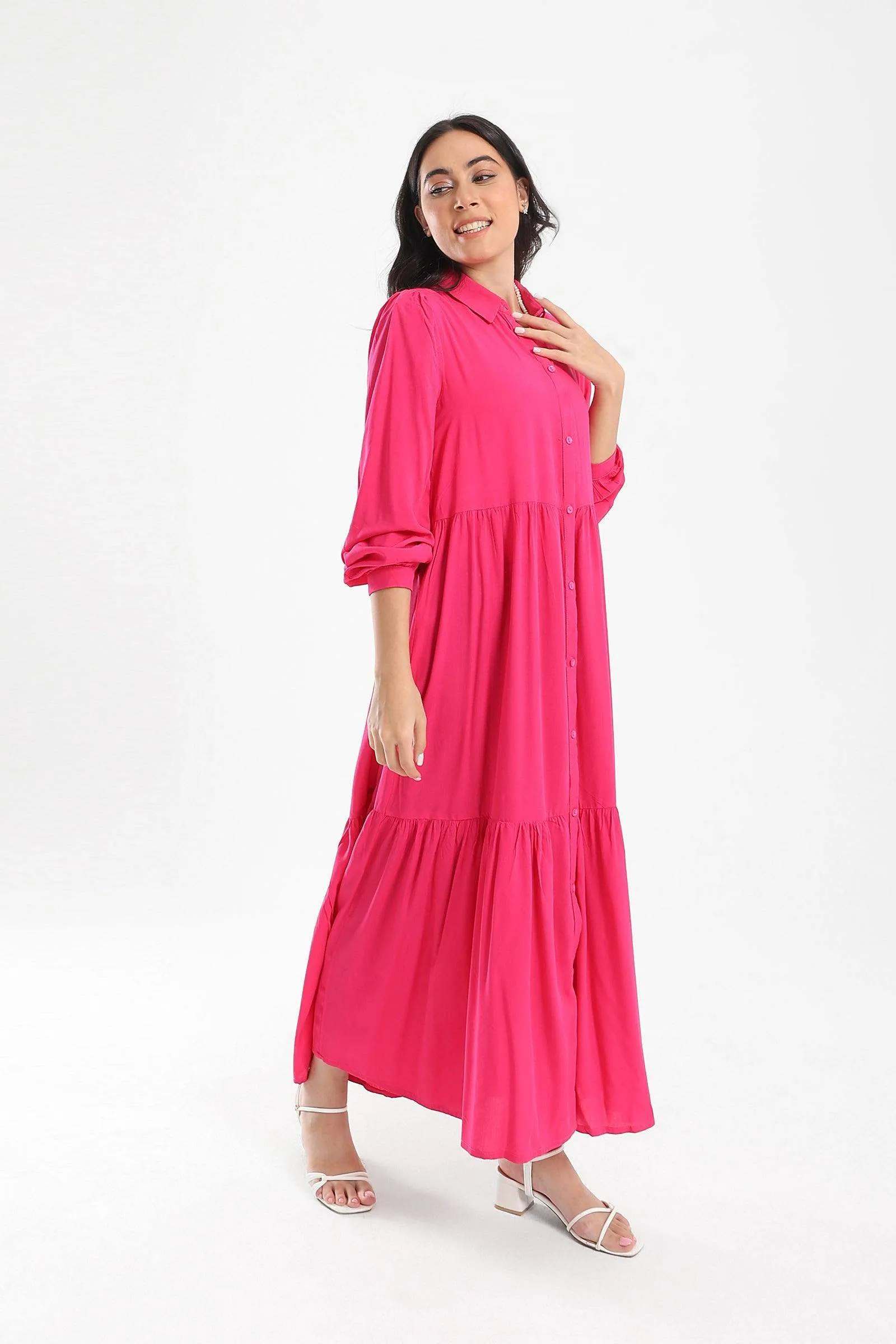 Tiered Maxi Shirt Dress