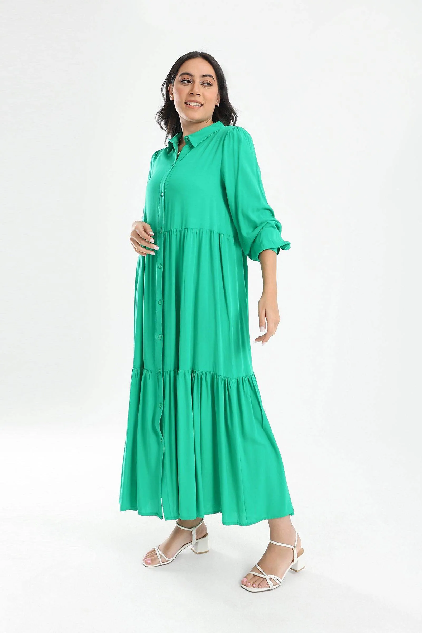 Tiered Maxi Shirt Dress