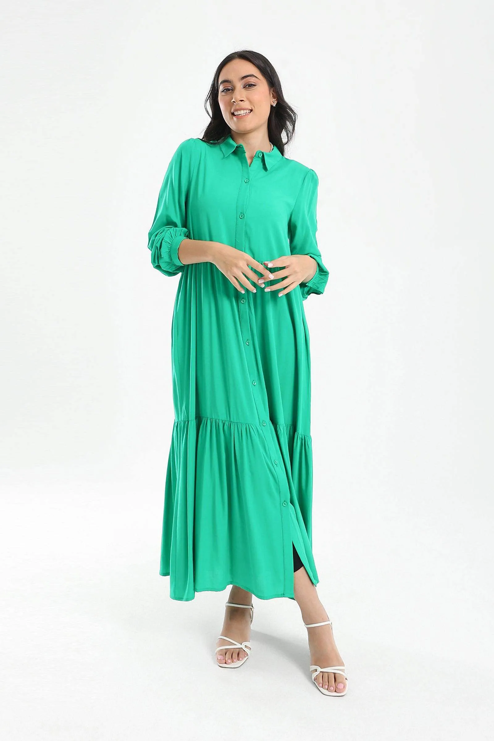 Tiered Maxi Shirt Dress