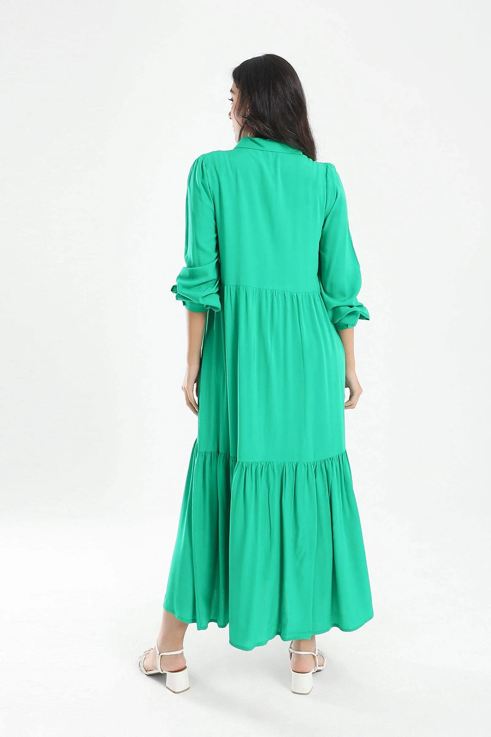 Tiered Maxi Shirt Dress